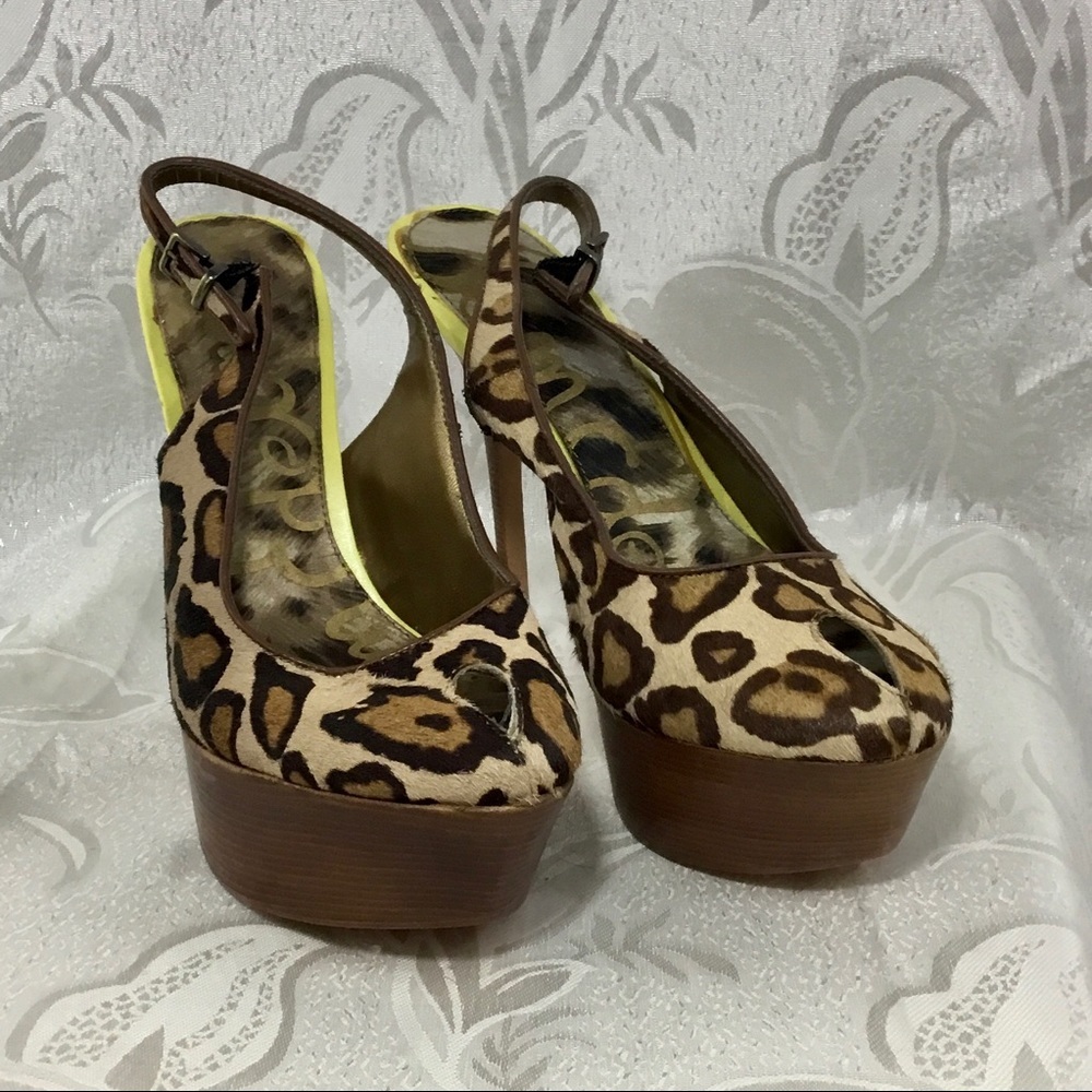 Sam Edelman S. Novato Cheetah Platform Slingback Heels - Picture 5 of 16